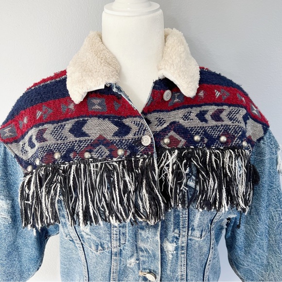 Zara Denimwear Aztec Fringe Jacket - Picture 3 of 13